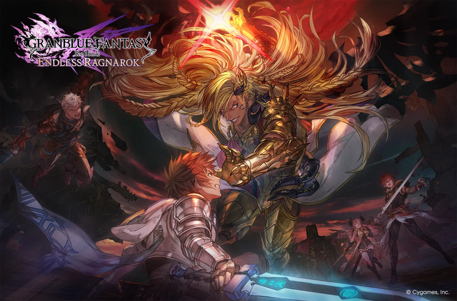 Official Endless Ragnarok demo artwork showing the expansion's skyfaring party